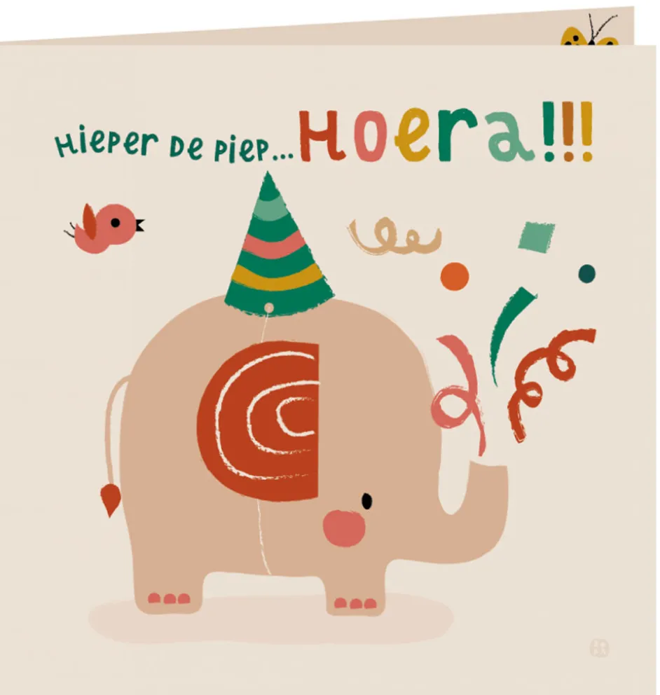 By-Bora-Karte mit Umschlag / Hurra-Elefant