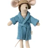 Maileg Bademantel Vater Maus Dusty Blue